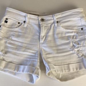Ag Adriano Goldschmied Shorts Hailey Ex Boyfriend Roll Up White Distressed 27